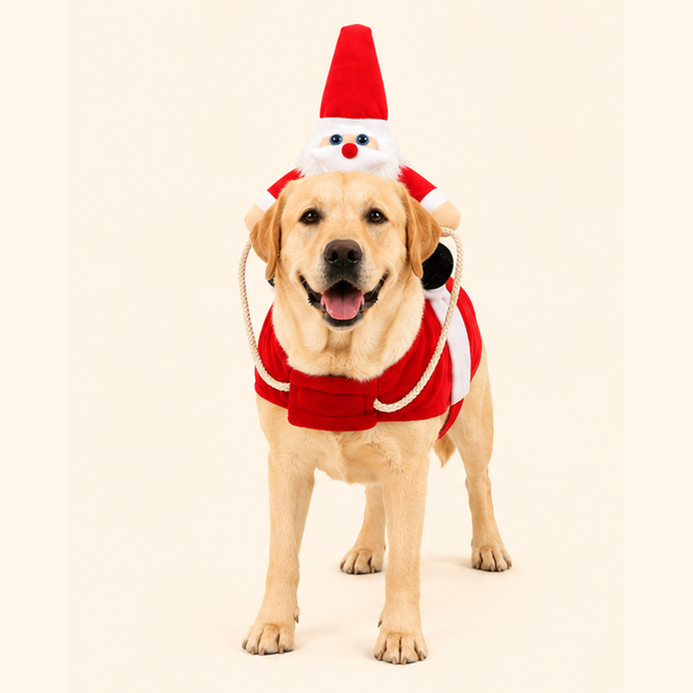 Funny Santa Riding Dog Costume – Christmas & Halloween Dog Outfit