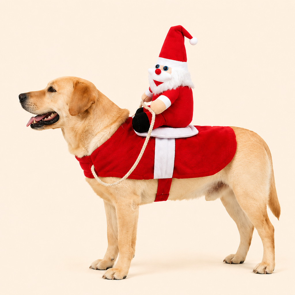 Funny Santa Riding Dog Costume – Christmas & Halloween Dog Outfit