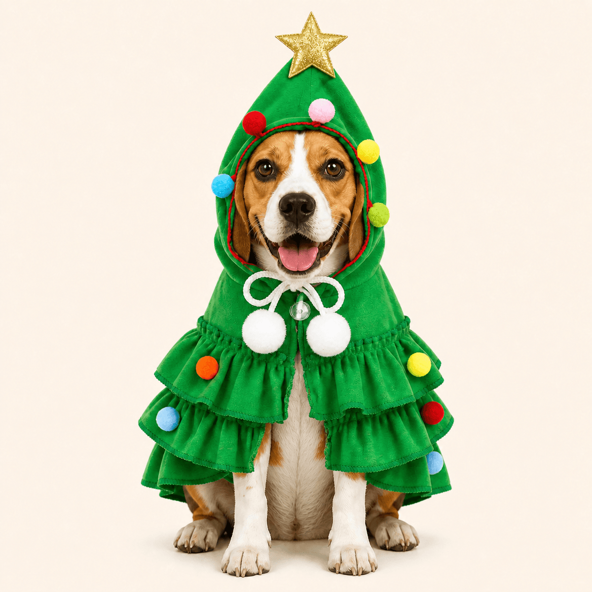 Christmas Dog Cape – Red & Green Christmas Tree Costume