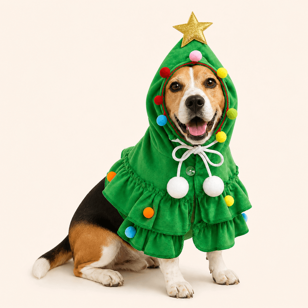 Christmas Dog Cape – Red & Green Christmas Tree Costume