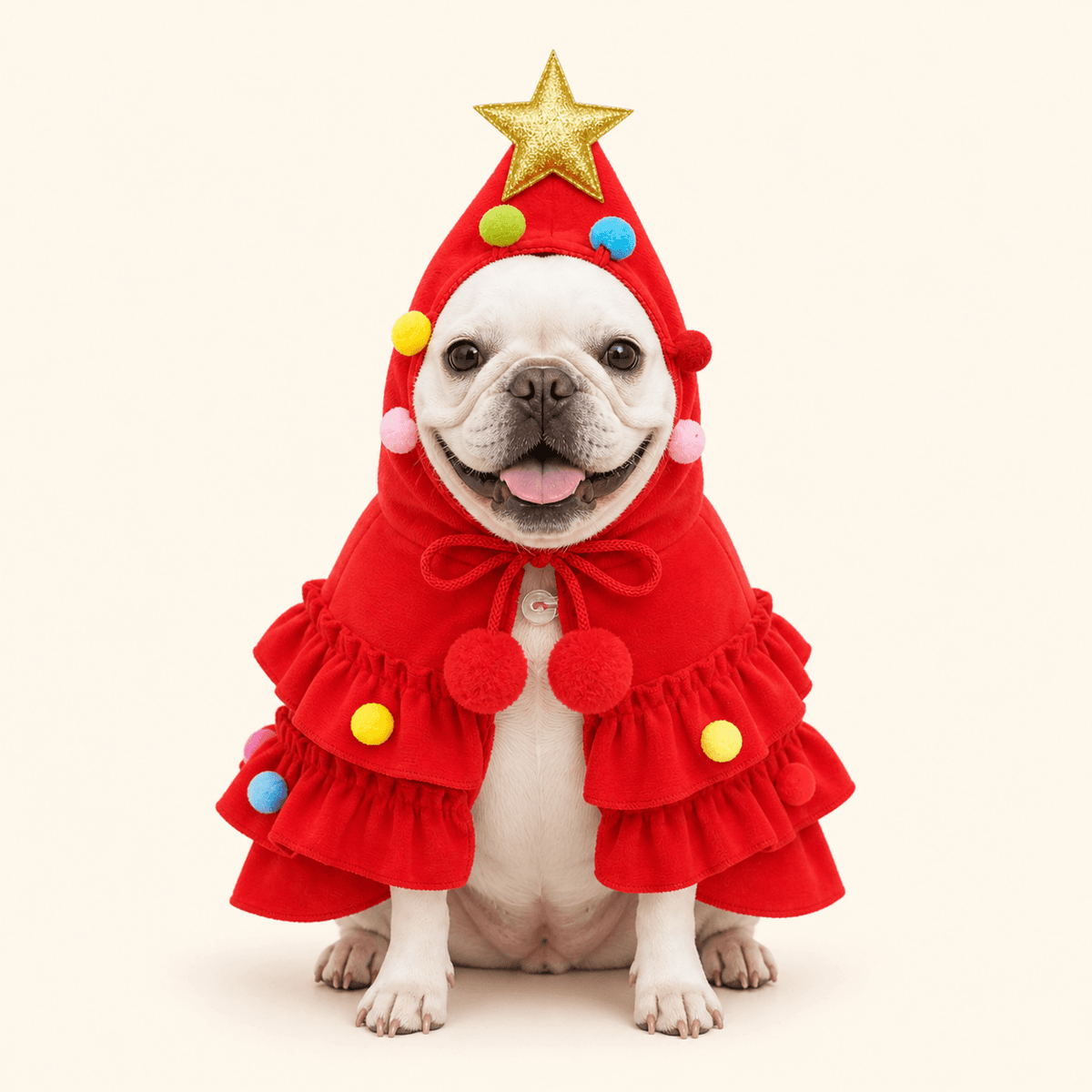 Christmas Dog Cape – Red & Green Christmas Tree Costume